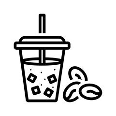Black line icon for Cold coffee