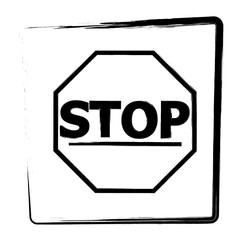 stop sign icon. Brush frame. Vector illustration.