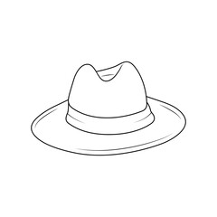 Cowboy Hat Outline Icon Illustration on White Background
