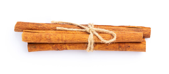 Cinnamon sticks isolated on white background