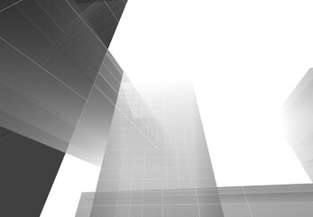 Abstract modern architecture 3d rendering