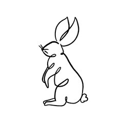 Chinese New Year 2023, the year of the rabbit, red and gold line art characters, simple hand-drawn Asian elements with craft (Chinese translation: Happy Chinese New Year 2023, year of the rabbit).