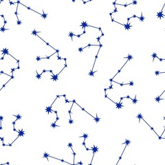 Zodiac Aquarius constellation seamless pattern simple vector illustration, astrology horoscope symbol for future events prediction, stars connected with lines