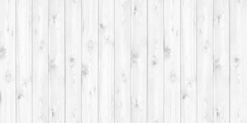White rough wooden board wide texture. Light gray old wood plank wallpaper. Whitewashed vintage rustic widescreen background