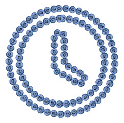 Watch face made from blueberries on white