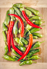 red and green chili peppers