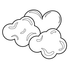 Outline coloring heart in the clouds