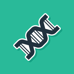 Blue DNA symbol icon isolated on green background. Vector