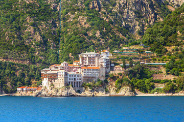 Agia Grigoriou Orthodox monastery at Mount Athos, Agion Oros, Holy Mountain, Halkidiki , Greece....