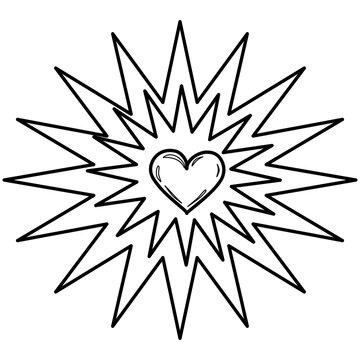 Outline coloring Flash in the star with a heart 
