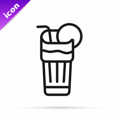 Black line Fresh smoothie icon isolated on white background. Vector