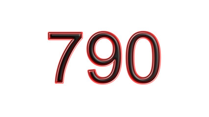 red 790 number 3d effect white background