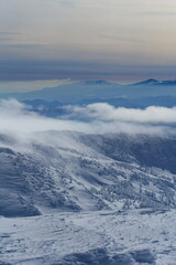 Obraz na płótnie Canvas 蔵王国定公園。冬の地蔵岳からの眺望。山形、日本。１月下旬。