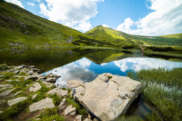 Alpine lake in the mountains