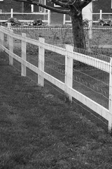black and white fence