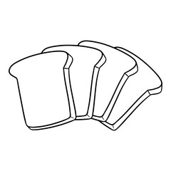 Monochrome picture, Toasts of fresh sliced bread for sandwiches, vector illustration in cartoon style
