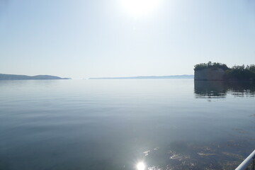 石川県　朝焼けの綺麗な能登島大橋