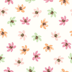 seamless cute hand drawn little wild flowers background , greeting card or fabric