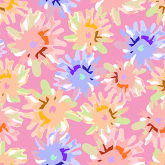Fototapeta na wymiar seamless mixed pastel abstract flowers.pattern background , greeting card or fabric