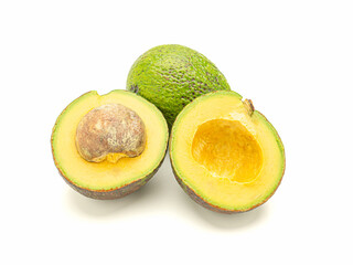 Close-up of avocados on a white background