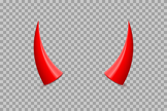 3d red devil horns of devilish scary monster from hell, realistic infernal demon head