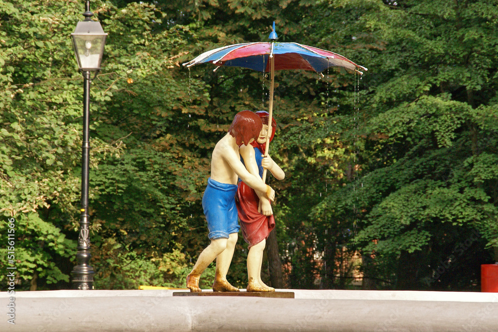 Wall mural Jas i Malgosia (Hansel and Gretel) fountain in Ciechocinek, Kuyavian-Pomeranian Voivodeship, Poland.