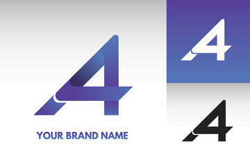 Logo Letter A A4 4A 4 modern simple monogram Style Design Vector in Gradient and monochrome color editable 