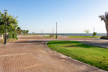 Fototapeta na wymiar city green park side if the sea view 