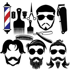 Set of Barbershop and Mustaches
