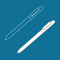 Outline Pen Template. Vector illustration. Copy space. Linear, vector, realistic, outline illustration.