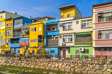 colorful houses in kinmen, taiwan