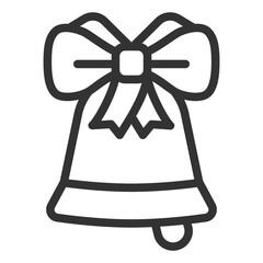 Bell with a bow, start of the school year - vector sign, web icon, illustration on a white background, outline style