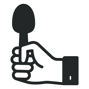Tablespoon in hand - vector sign, web icon, illustration on white background, glyph style