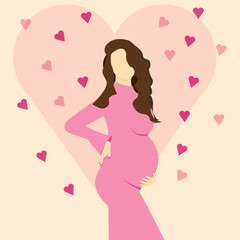 Obraz na płótnie Canvas pregnant in pink dress love children wonder heart love