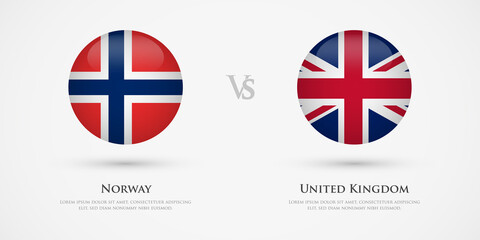 Fototapeta premium Norway vs United Kingdom country flags template. The concept for game, competition, relations, friendship, cooperation, versus.