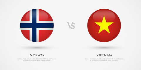 Norway vs Vietnam country flags template. The concept for game, competition, relations, friendship, cooperation, versus.