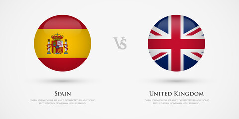 Spain vs United Kingdom country flags template. The concept for game, competition, relations, friendship, cooperation, versus.