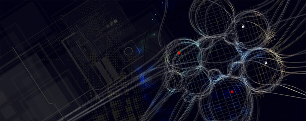 Neural network concept. Connected cells with links. High technology process. Abstract background