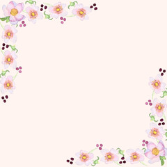 Watercolor vector card, background with flowers