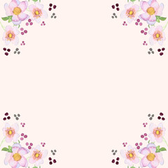 Watercolor vector card, background with flowers