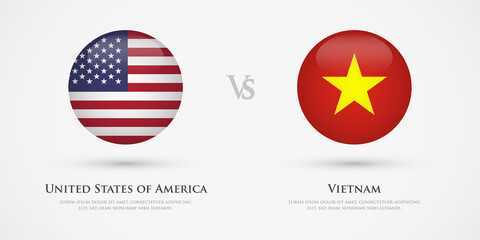 United States of America vs Vietnam country flags template. The concept for game, competition, relations, friendship, cooperation, versus.