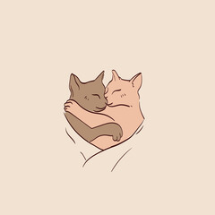 vector illustration of cats in a simple hand-drawn style