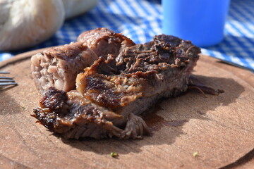 argentine meat grilled on the barbecue made with burned firewood