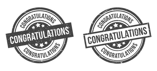 Congratulations stamp. Congratulations sign. Round grunge badge.