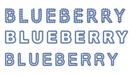 Fresh blue berries arranged into BLUEBERRY word