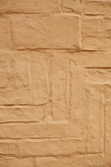 Beige Ziegelmauer mit Fachwerk-Balken, Deutschland, Europa