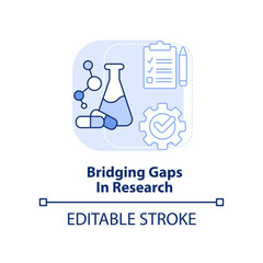 Bridging gaps in research light blue concept icon. Pandemic preparedness plan goal abstract idea thin line illustration. Isolated outline drawing. Editable stroke. Arial, Myriad Pro-Bold fonts used