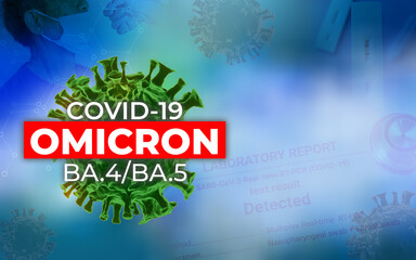 COVID-19 Omicron  pandemic, Omicron BA.4-BA.5. with copy background.3D rendering.