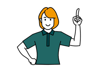 シンプル人物指差し片手上向き　女性