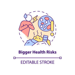 Bigger health risks concept icon. Sanitary problem. Overcrowding effect on health abstract idea thin line illustration. Isolated outline drawing. Editable stroke. Arial, Myriad Pro-Bold fonts used